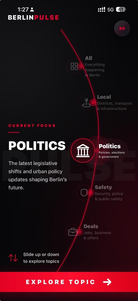 Berlin Pulse city topic explorer screen