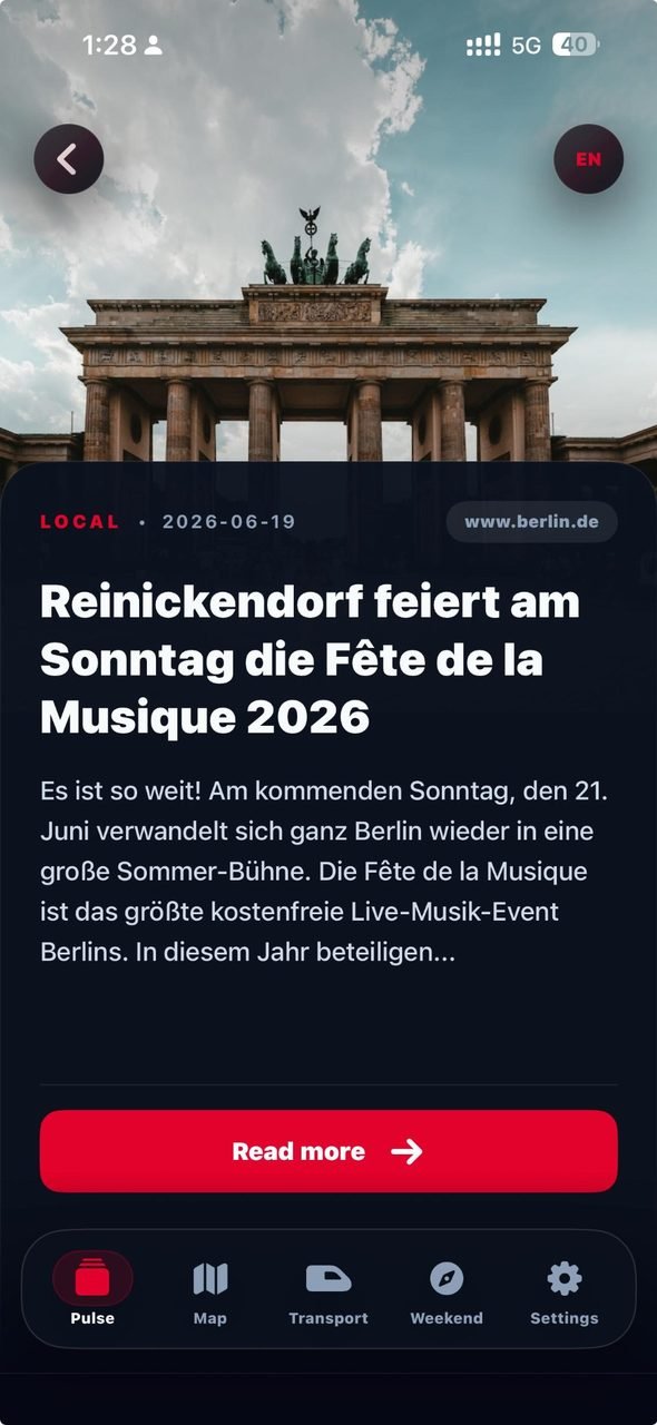 Berlin Pulse local news screen