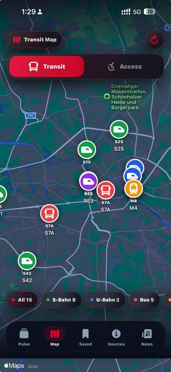 Berlin Pulse transit map screen